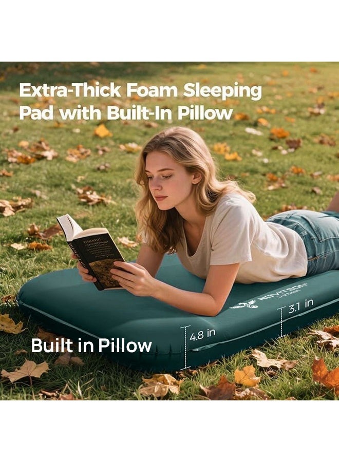 نوفيتسون مرتبة تخييم كهربائية قابلة للنفخ ذاتياً من نوفيتسون مع مضخة مدمجة | سرير هوائي قابل للنفخ والتفريغ تلقائيًا للسفر الخارجي والمنزل | مرتبة قابلة للنفخ محمولة NAM-7600G - الأخضر - Image 5